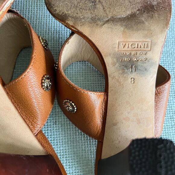 Giuseppe Zanotti Design Heeled Slides Sandals Brown Embellished Size 11 - Picture 3 of 6